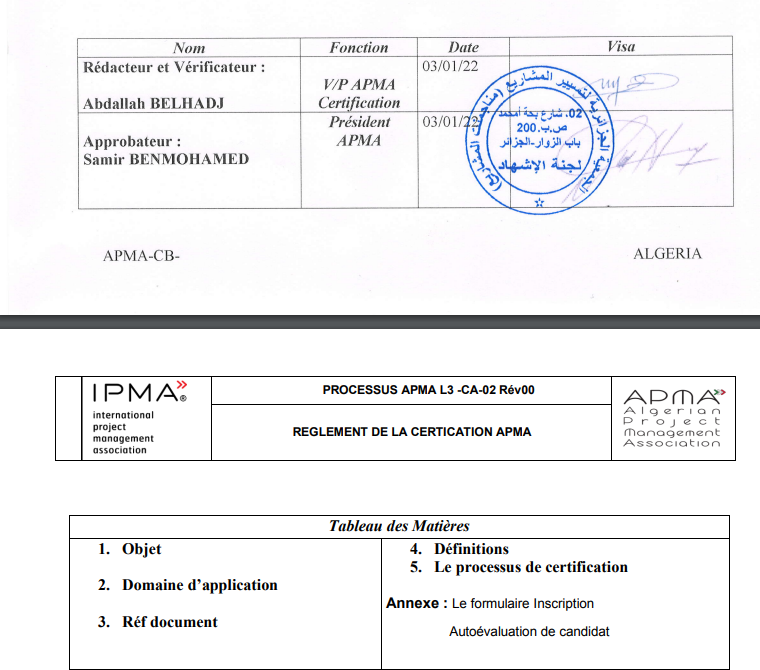 Règlement de la Certification APMA